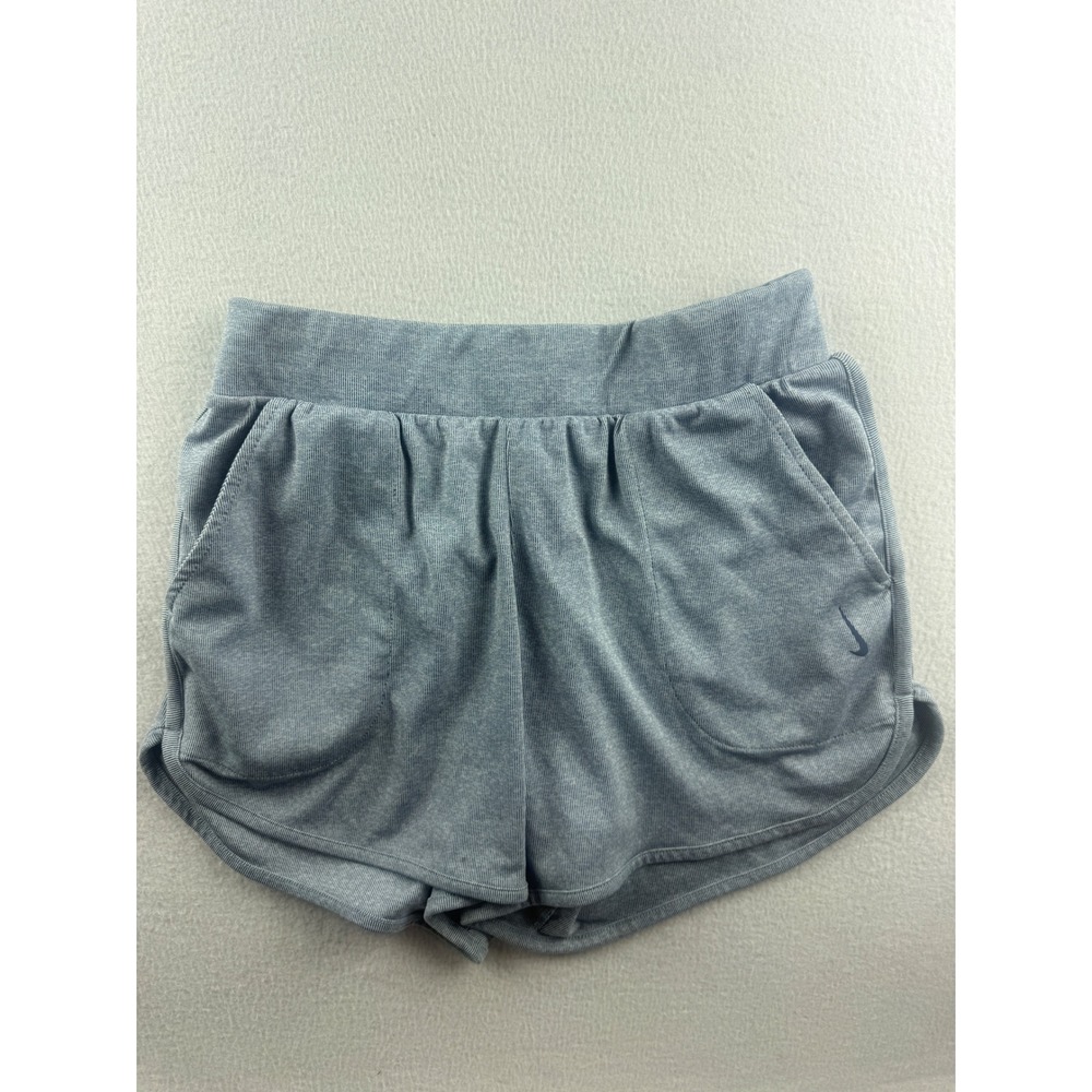 Nike Dri-FIT Womens Medium Blue White Striped Athletic Running Shorts Pocket M